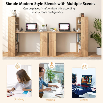 120cm Computer Desk with Bookcase Home Office Workstation with 4-Tier Bookshelf and CPU Stand-Natural