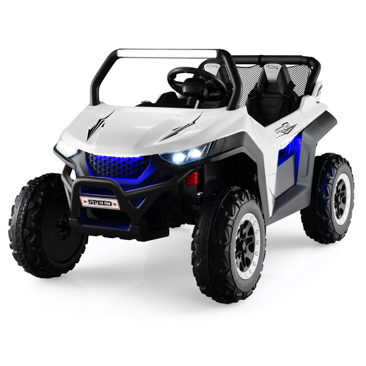 12V 2-Seater Kids Ride On Car  with Light Music &amp; Electric Remote Control-White