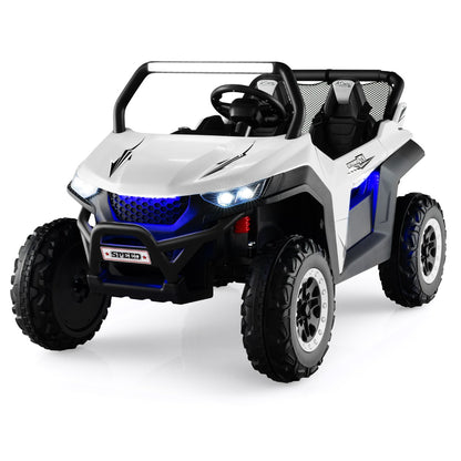 12V 2-Seater Kids Ride On Car  with Light Music &amp; Electric Remote Control-White