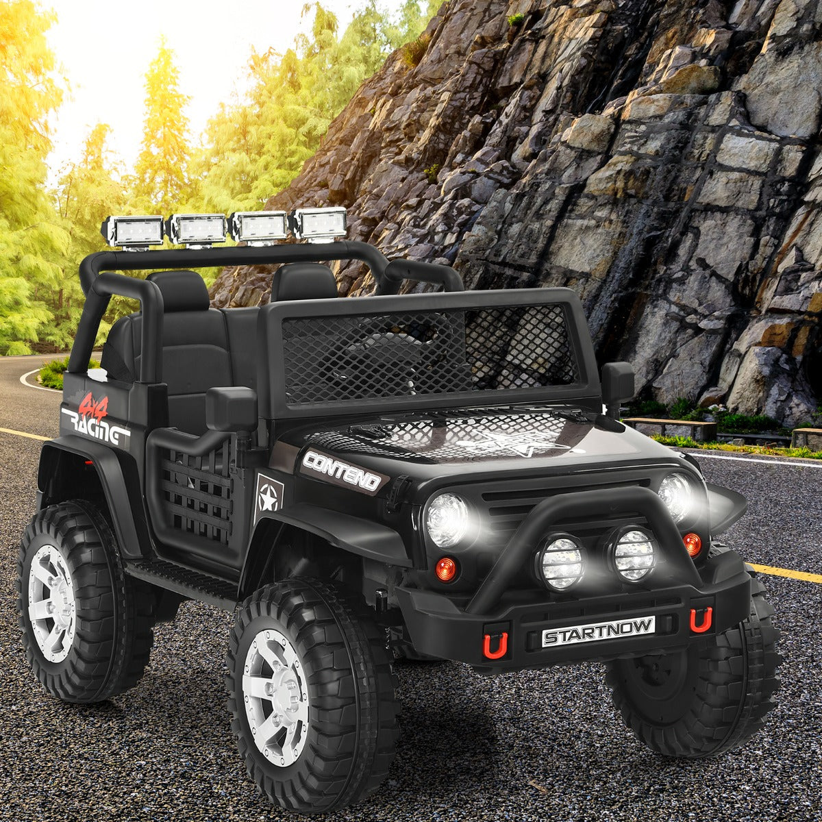 Durable PP ride-on truck with thick plastic wheels and spring suspension for smooth all-terrain driving