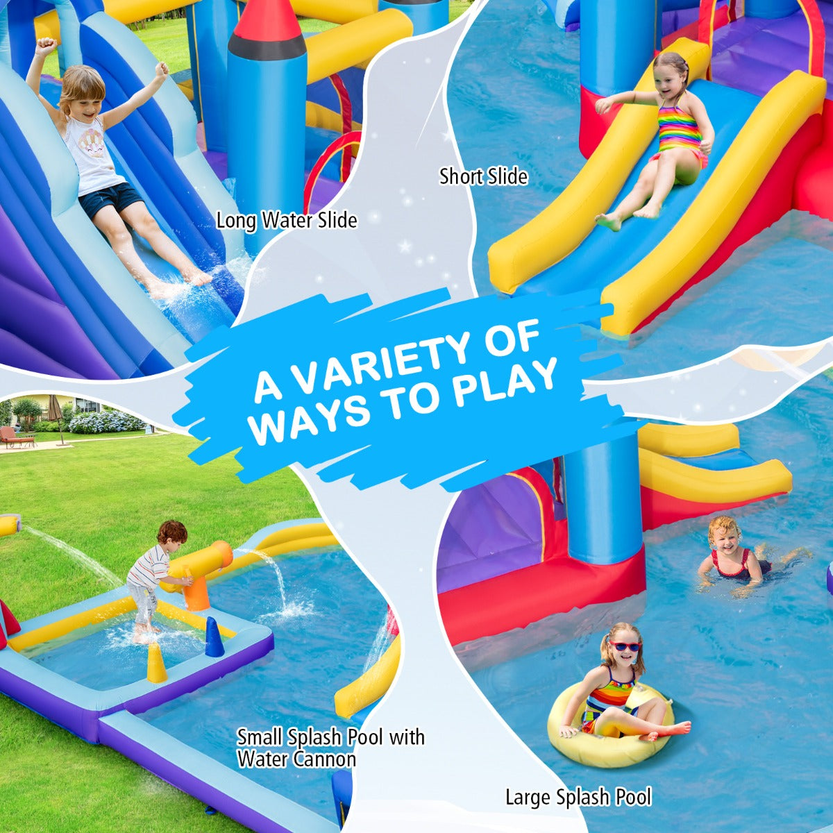 Rocket Theme Inflatable Water Slide Park with 850W Blower