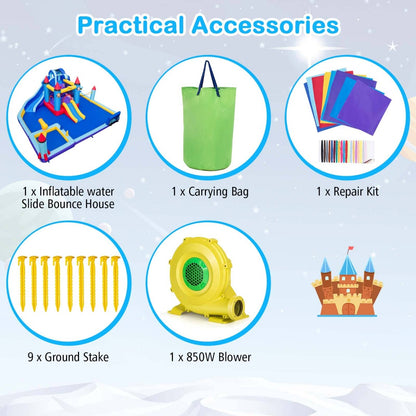 Rocket Theme Inflatable Water Slide Park with 850W Blower