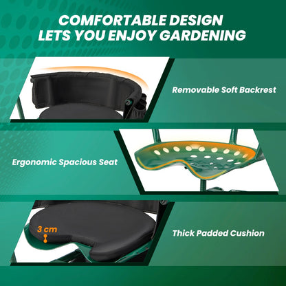Costway Rolling Garden Cart Scooter with Seat and Tool Storage