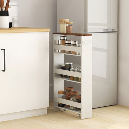 Costway Slim Rolling Storage Cart for Kitchen Bathroom Laundry Small Places-Brown