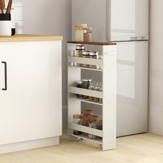 Costway Slim Rolling Storage Cart for Kitchen Bathroom Laundry Small Places-Brown