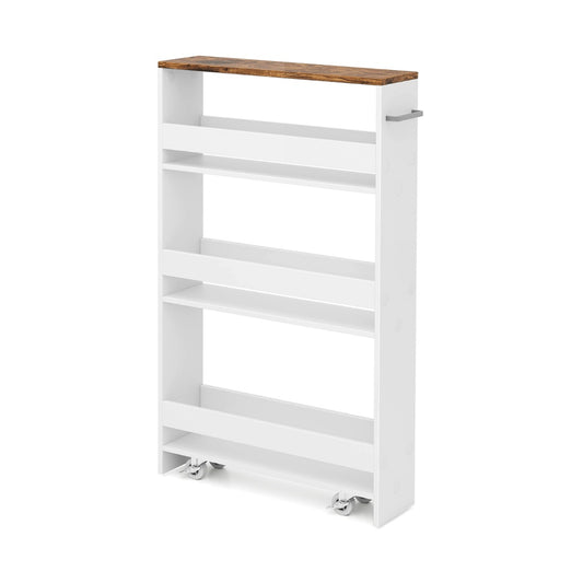 Costway Slim Rolling Storage Cart for Kitchen Bathroom Laundry Small Places-Brown