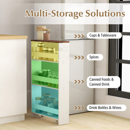 Costway Slim Rolling Storage Cart for Kitchen Bathroom Laundry Small Places-Brown
