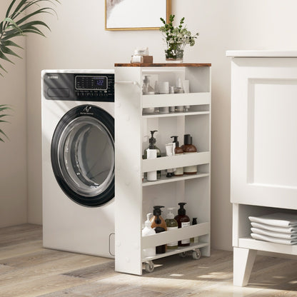Costway Slim Rolling Storage Cart for Kitchen Bathroom Laundry Small Places-Brown