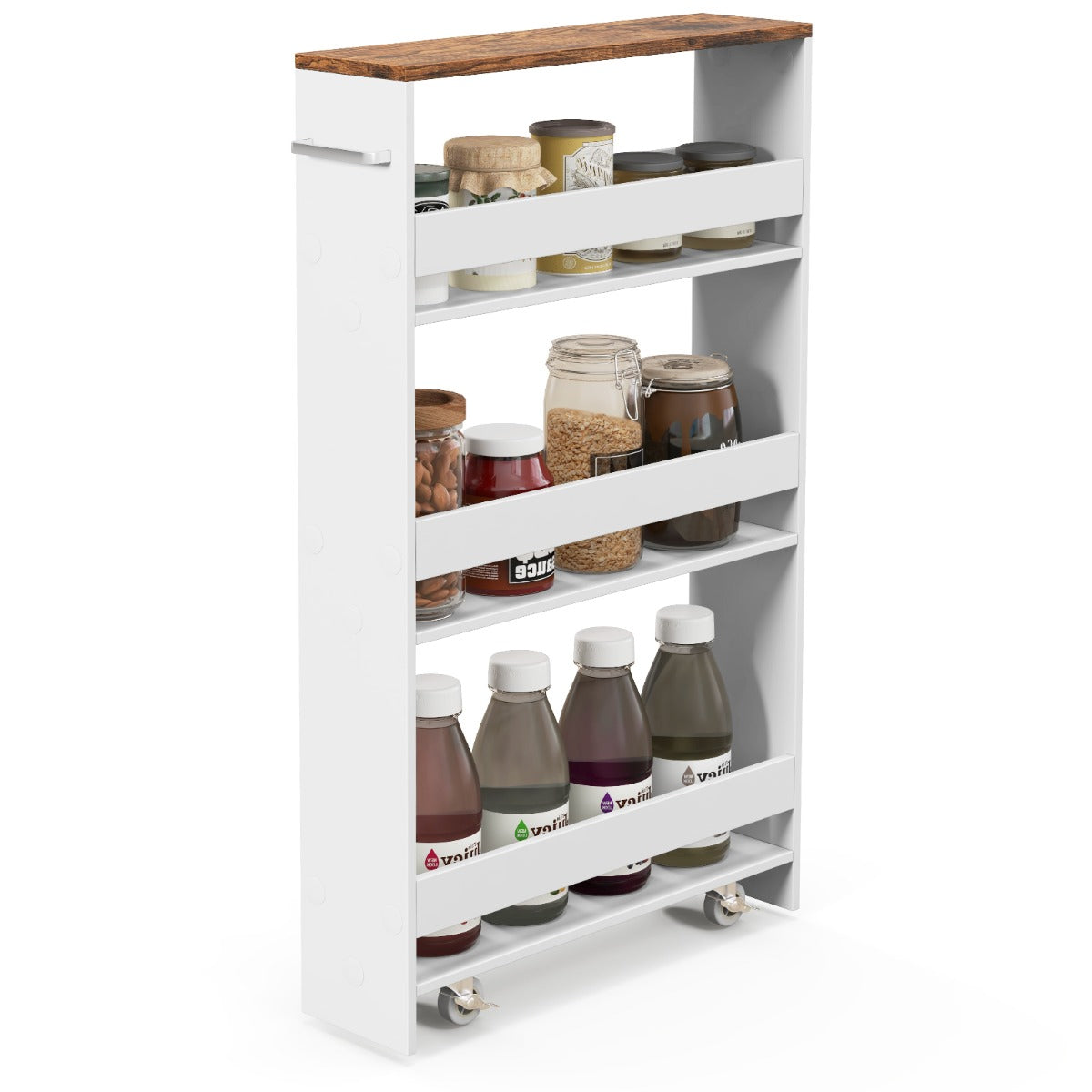 Costway Slim Rolling Storage Cart for Kitchen Bathroom Laundry Small Places-Brown