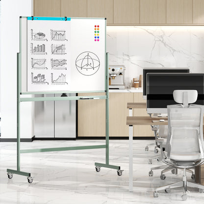Rolling Whiteboard with Stand for Home Office School-Green