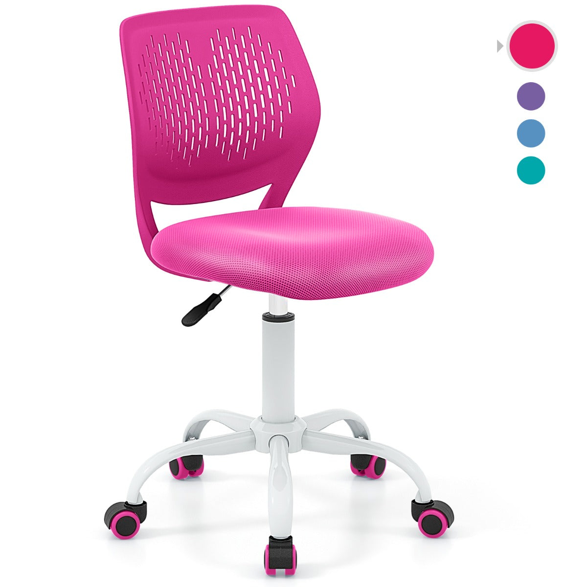 Adjustable Mid Back Children Study Chair with Adjustable Height for Office-Pink