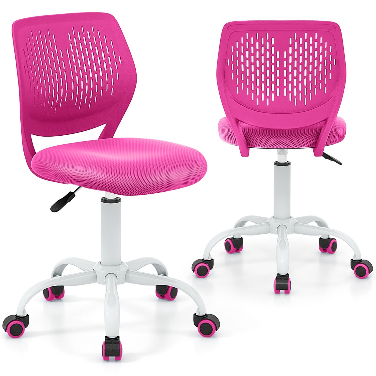 Adjustable Mid Back Children Study Chair with Adjustable Height for Office-Pink