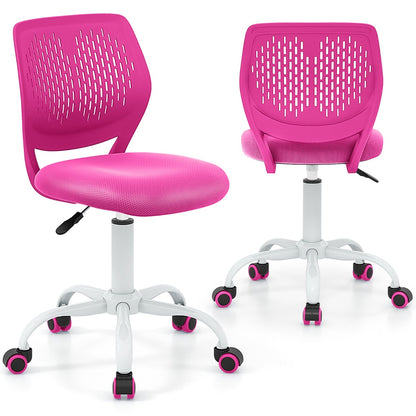 Adjustable Mid Back Children Study Chair with Adjustable Height for Office-Pink