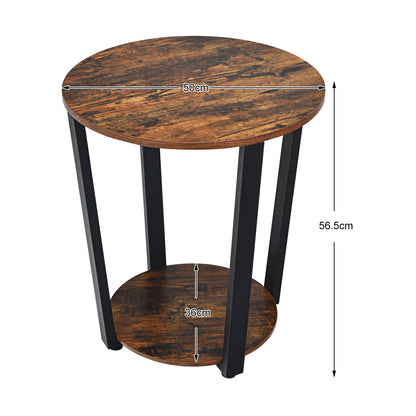 Round End Table with Storage Shelf for Living Room-Coffee