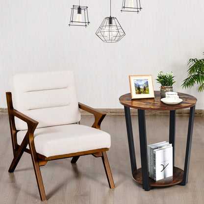 Round End Table with Storage Shelf for Living Room-Coffee