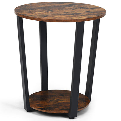 Round End Table with Storage Shelf for Living Room-Coffee