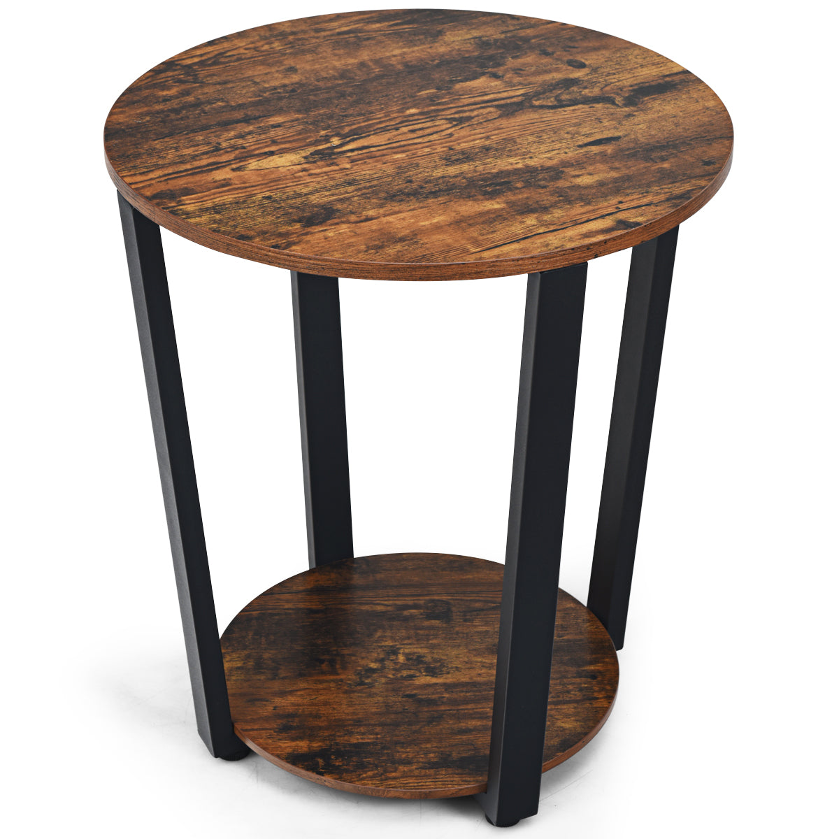 Round End Table with Storage Shelf for Living Room-Coffee