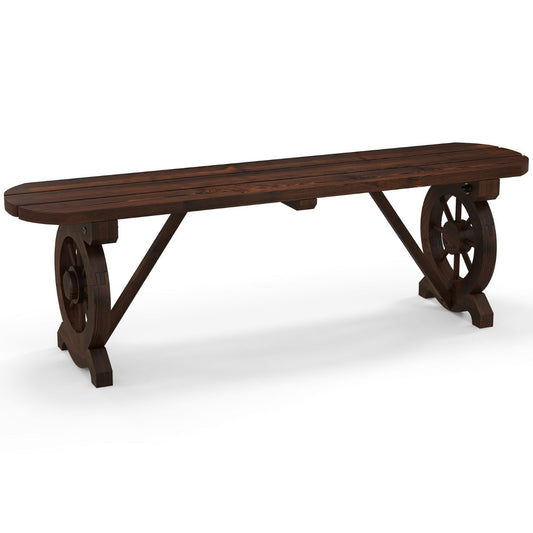 Spacious slatted patio bench comfortably seats two people in gardens, backyards, and porches