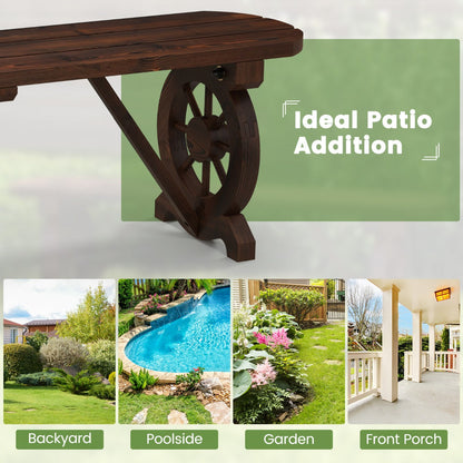 Rustic garden bench suits poolside areas, front porches, patios, lawns, and backyard settings