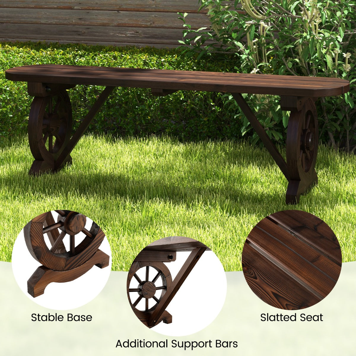 Natural burr-free fir wood construction offers durable and attractive outdoor furniture performance