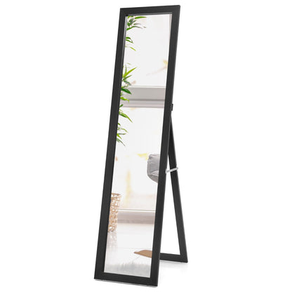 Full-length Wood Mirror with Wooden Frame-Black