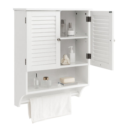 Bathroom Wall Cabinet with 2 Louvered Doors-White
