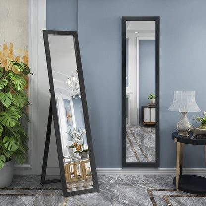 Full-length Wood Mirror with Wooden Frame-Black
