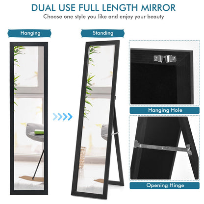 Full-length Wood Mirror with Wooden Frame-Black