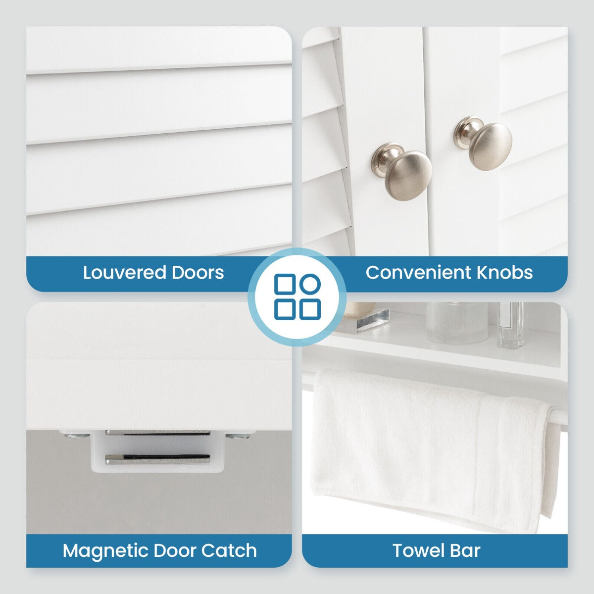 Bathroom Wall Cabinet with 2 Louvered Doors-White