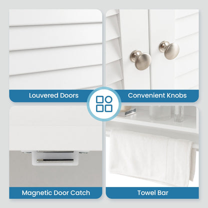 Bathroom Wall Cabinet with 2 Louvered Doors-White
