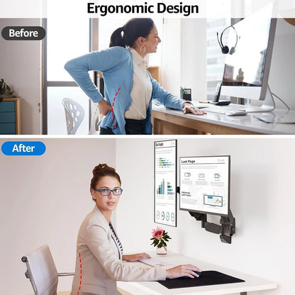 Dual Monitor Wall Mount for 17-32 Inch Screens, Gas Spring Computer Wall Mount