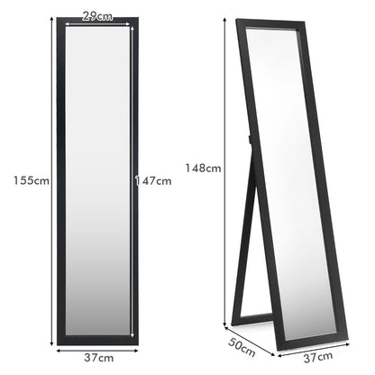 Full-length Wood Mirror with Wooden Frame-Black