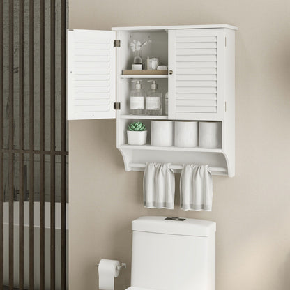 Bathroom Wall Cabinet with 2 Louvered Doors-White