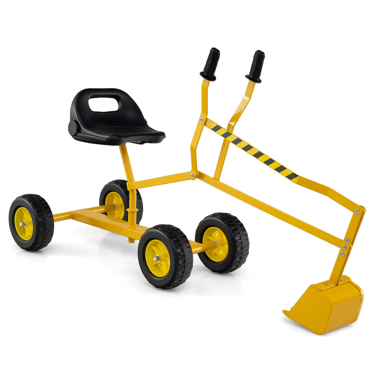 Sand Digger for Kids with 2-Handed Controls and Flexible Shovel-Yellow