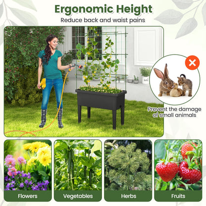 Detachable legs elevate the garden bed to reduce bending and help protect plants from animals