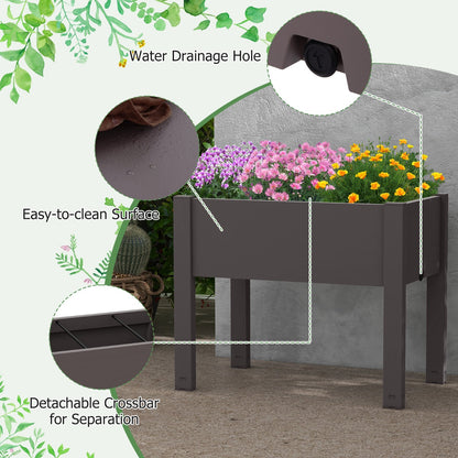 Costway Self-Watering Planter Box with Water Level Indicator-Coffee