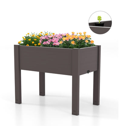 Costway Self-Watering Planter Box with Water Level Indicator-Coffee