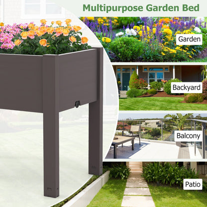 Costway Self-Watering Planter Box with Water Level Indicator-Coffee