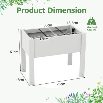 53-liter self-watering raised garden bed with removable dividers for vegetables, herbs, and flowers