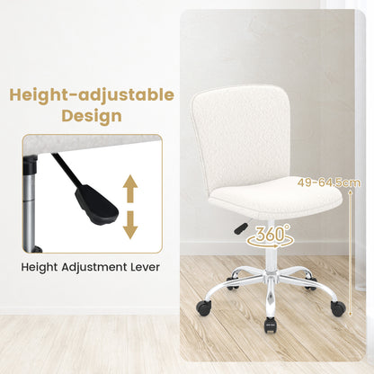 Set of 2 Armless Office Chair with Sturdy Base-Beige