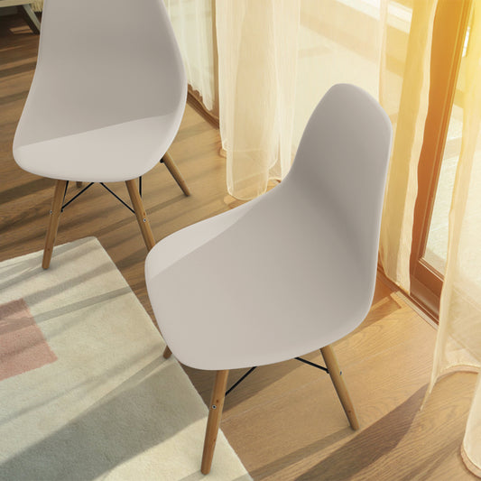 Costway Set of 2 Modern Dining Chair with PP Seat and Beech Wood Legs-White