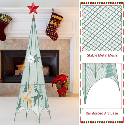Set of 3 Tower Shaped Christmas Trees with Removable Star Toppers