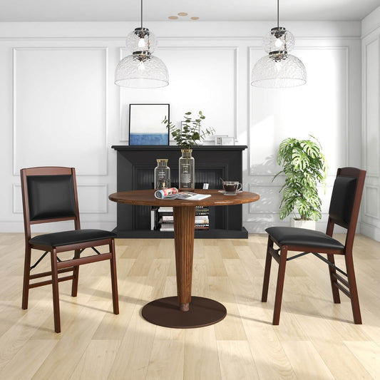 Costway Set of 2 Dining Chair Folding Chairs with Padded Seat and Soft Backrest-Brown