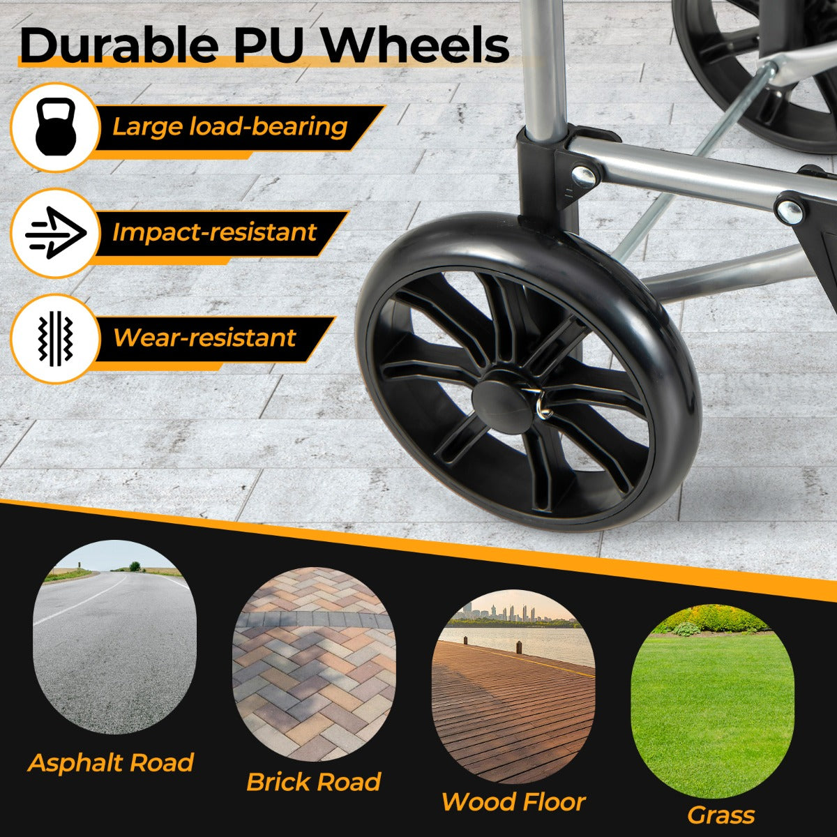 Shopping Trolley Cart with 2 Rubber Tires