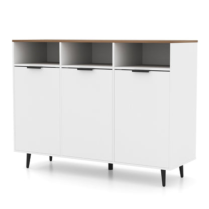 Sideboard Buffet Cabinet with 5-Position Adjustable Shelves and 3 Open Compartments-Natural