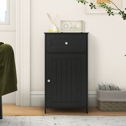 Single Door Bathroom Cabinet with Adjustable Shelf and Anti-tipping Device-Black