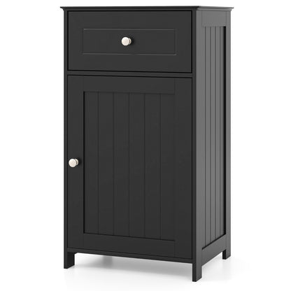 Single Door Bathroom Cabinet with Adjustable Shelf and Anti-tipping Device-Black
