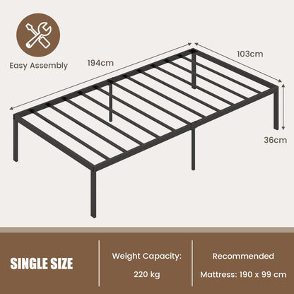 Costway Single Size Metal Platform Bed Frame with Under Bed Storage