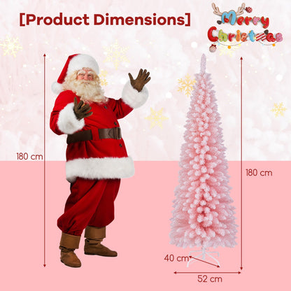 1.5/1.8M Pink Slim Christmas Tree with Thick Snow Flocking and 328/460 Tips