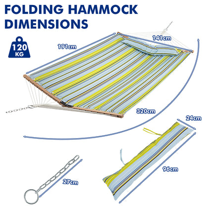 Outdoor Portable Quilted Fabric Hammock with Detachable Pillow (without Stand)-Yellow